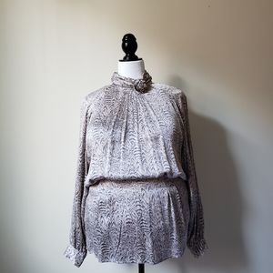 Vintage 80s silk high neck blouse